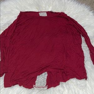 Burgundy top with lace down back